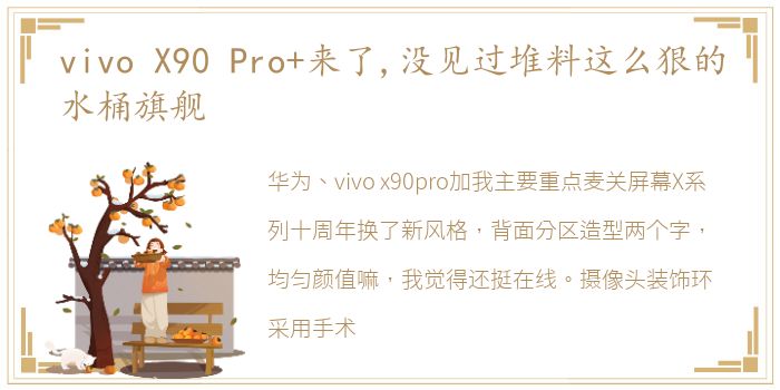 vivo X90 Pro+来了,没见过堆料这么狠的水桶旗舰